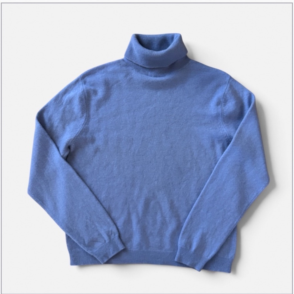 Croft & Barrow Women 100% Cashmere Turtleneck Sweater Periwinkle Pastel Blue M